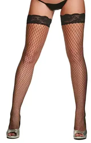 Netzstrümpfe EROSPA ® halterlos mit Spitzenabschluß schwarz
