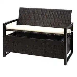 Gartenbank mit Stauraum Mendler Poly-Rattan 2er Sitzbank