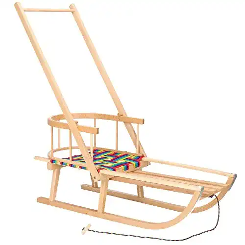 Schlitten mit Lehne SPRINGOS Schlitten Kinder mit Schubstange