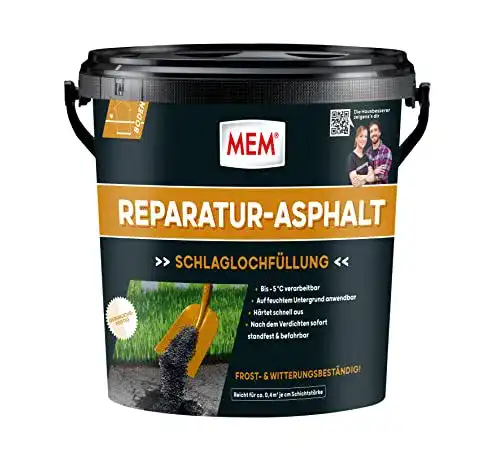 Kaltasphalt MEM Reparatur Asphalt, Recyclebar, 10 kg, Schwarz