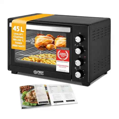 Minibackofen mit Drehspieß TZS First Austria, 2000 Watt, 45L