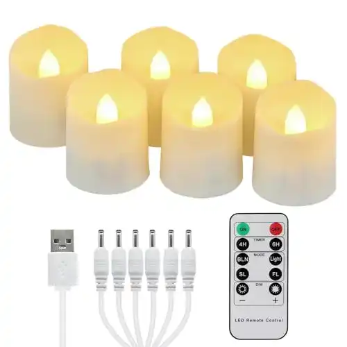 LED-Teelichter mit Fernbedienung FREEPOWER 6er Aufladbare LED