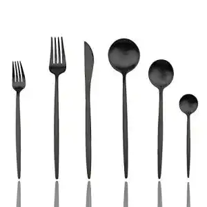 Schwarzes Besteck JASHII Luxuriöses-Set, Silbergeschirr-Set, 24-tlg