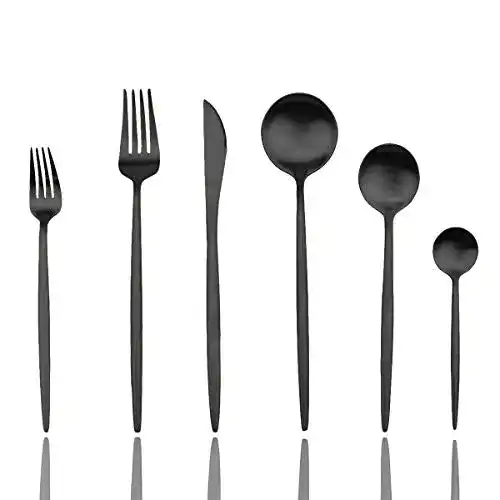 Schwarzes Besteck JASHII Luxuriöses-Set, Silbergeschirr-Set, 24-tlg