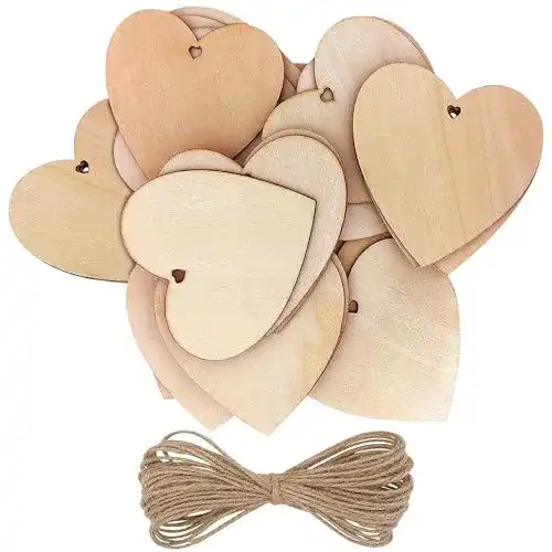 Holzherz Kurtzy 50er Pack mit 10m Jute Schnur 10x10cm