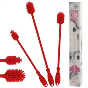 Flaschenbürste KPRICE, 3 Set Bürste Silikon Rot, 38cm/31cm/24cm