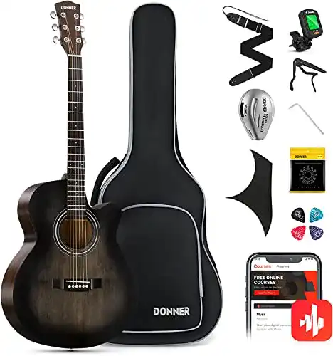 Donner-Gitarre Donner Gitarre Akustik 4/4 Mini Jumbo Cutaway