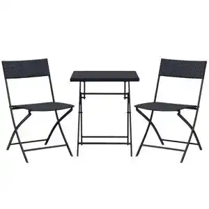 Gartentisch mit Stühlen Outsunny Bistroset Polyrattan 3tlg.