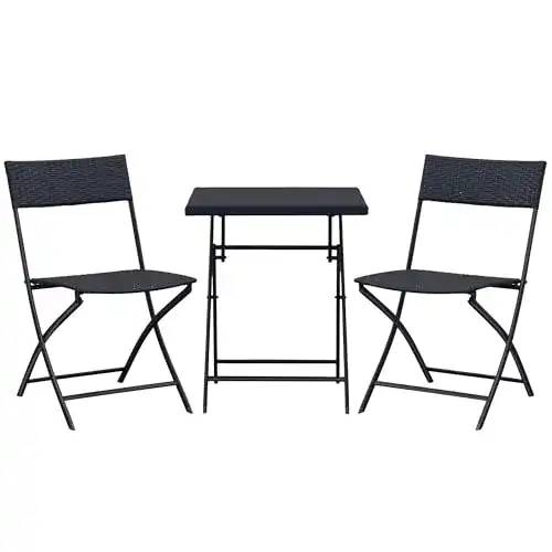 Gartentisch mit Stühlen Outsunny Bistroset Polyrattan 3tlg.