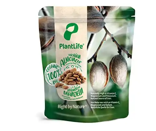 Bio-Mandeln PlantLife Sizilianische BIO Mandeln 1kg – Rohe, Besonders Große und Naturbelassene Mandelkerne mit Haut