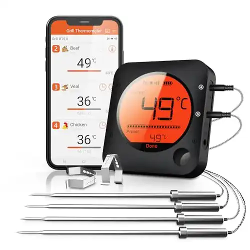 Bratenthermometer BFOUR Bluetooth, Zeitmesser, LCD Display