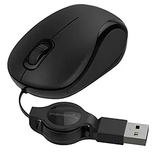 USB-Maus Sabrent Mäuse, Mini Reise, mit ausziehbarem Kabel
