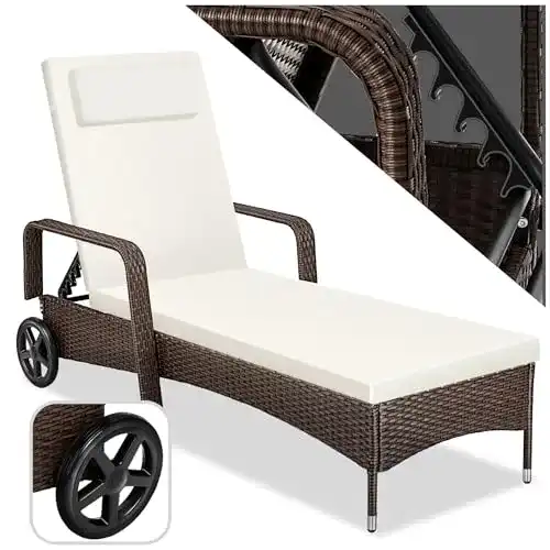Sonnenliege (Rattan) TecTake 800077 Polyrattan Gartenliege, Kissen