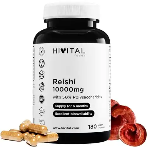 Reishi-Kapsel Hivital Foods Reishi 10000 mg, 180 vegane Kapseln