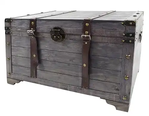 Antik-Truhe Kobolo Truhe KUBA im Schatzkistendesign