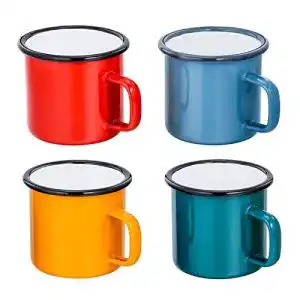 Emaille-Tasse TEAMFAR Emaille Tasse 4er-Set, Mehrweg, 350 ml