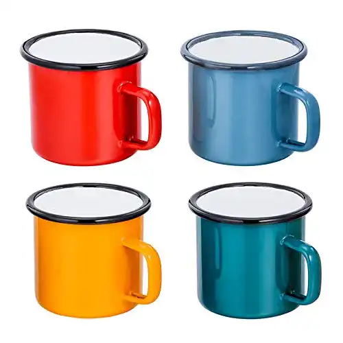 Emaille-Tasse TEAMFAR Emaille Tasse 4er-Set, Mehrweg, 350 ml