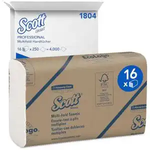 Papierhandtücher Scott Falthandtücher, 1-lagig, 16 Packungen
