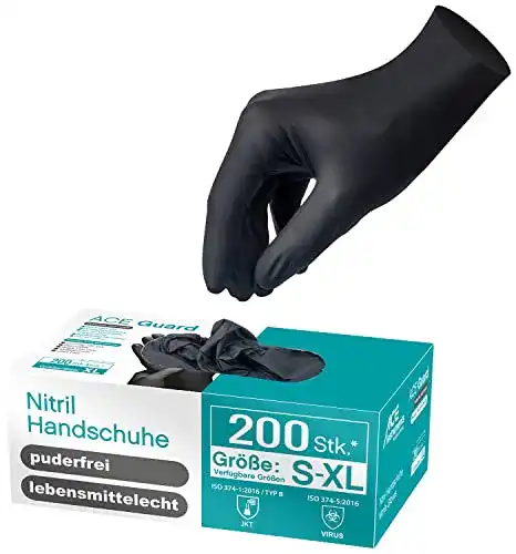 Einmalhandschuhe (schwarz) ACE 200 Stück Guard Einmal