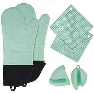 Silikon-Ofenhandschuhe Aschef 6er Set, BPA-Frei rutschfest
