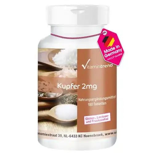 Kupfer-Tabletten Vitamintrend Kupfer Tabletten 2mg, 180 Tabletten