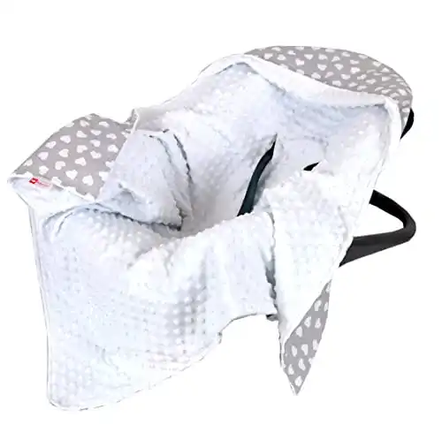Einschlagdecke Babylux Baby 90×90 cm, Weiß + Herzen