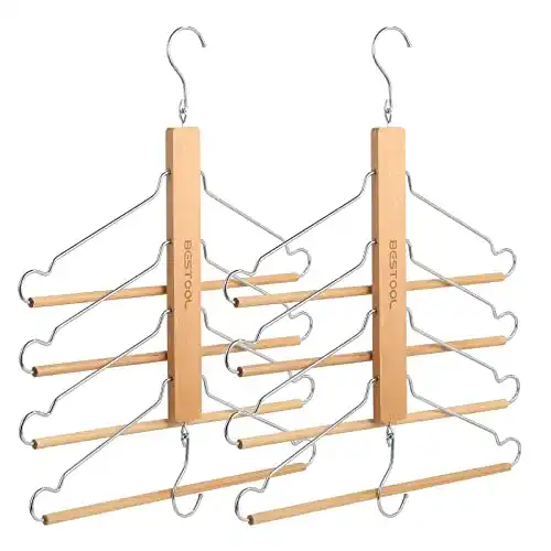 Hosenbügel BESTOOL 2 Stück Holz Multifunktional, 4 in 1