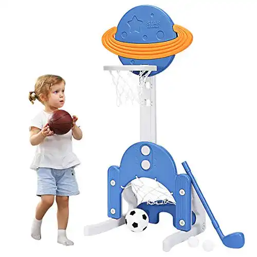 Basketballkorb Kinder COSTWAY 3 in 1 Kinder Spielplatz