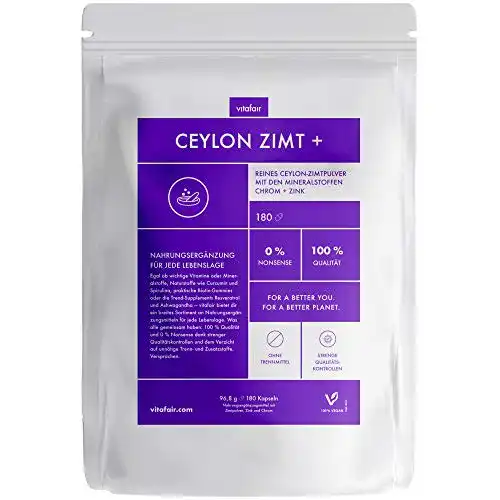 Zimtkapseln VITAFAIR Reines Ceylon Zimt Chrom 180 Kapseln