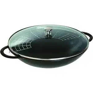 Wok STAUB Gusseisen, Inkl. Glasdeckel, Gittereinsatz, Ø 37 cm