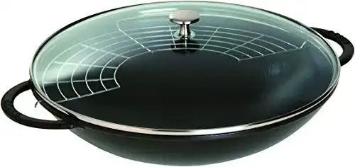 Wok STAUB Gusseisen, Inkl. Glasdeckel, Gittereinsatz, Ø 37 cm