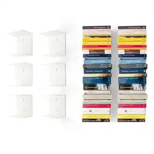 Bücherregal home3000 6, mit 12 weißen unsichtbaren Fächern