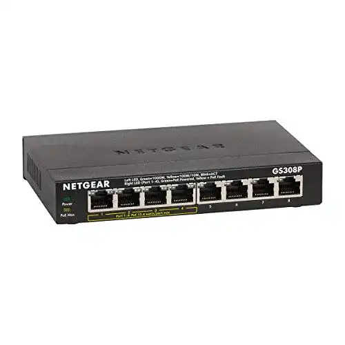 8-Port-Switch Netgear GS308P PoE Switch 8 Port Gigabit Ethernet