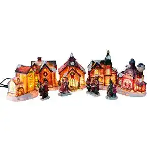 Weihnachtsdorf zeitzone Weihnachtsstadt mit Beleuchtung 9-TLG.