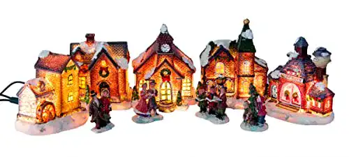 Weihnachtsdorf zeitzone Weihnachtsstadt mit Beleuchtung 9-TLG.