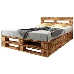 Palettenbett sunnypillow M2 aus Holz 140 x 200 cm mit Kopfteil