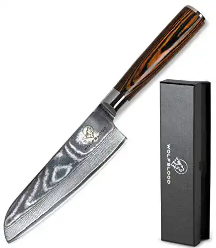 Santoku-Damastmesser Wolfblood, 24cm Profi-Kochmesser