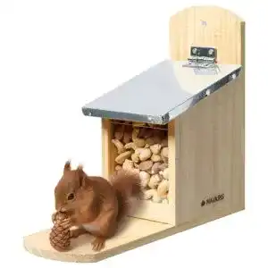 Eichhörnchen-Futterhaus Navaris, wetterfest aus Holz und Metall