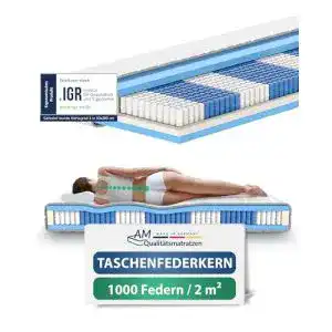 Matratze 120 x 200 AM Qualitätsmatratzen 1000 Federn 7-Zonen