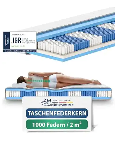 Taschenfederkernmatratze 120 x 200 AM Qualitätsmatratzen, H3