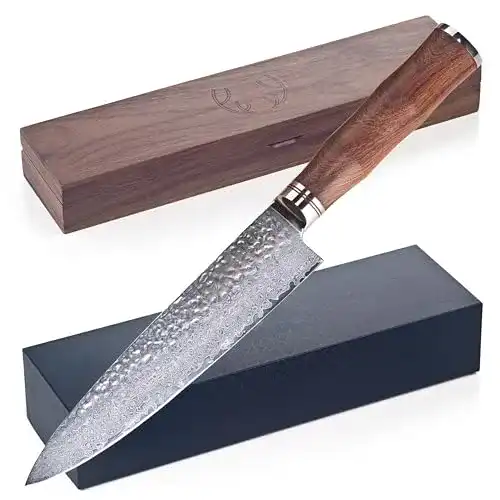 Damastmesser SCHWARTZHIRSCH ® Caliburn, Echtholz-Griff