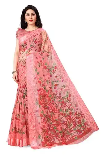 Sari Sourbh Blumendruck Polyester Baumwolle für Frauen
