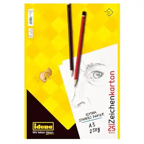 A3-Papier Idena 10385 Zeichenkarton, DIN A3, 25 lose Bogen