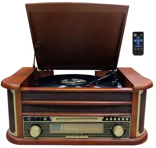 Plattenspieler Bluetooth Cyberlux Nostalgie Holz Musikanlage