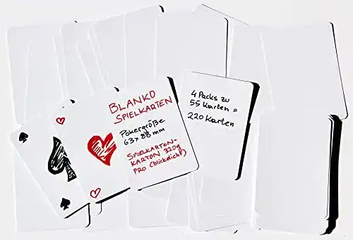 Blanko-Karten Spieltz Weiße Leere Spielkarten / Blanko Spielkarten