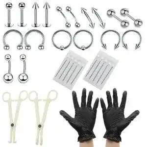 Piercing-Set YancLife 41 Stück Piercing Set, 1.2mm Edelstahl