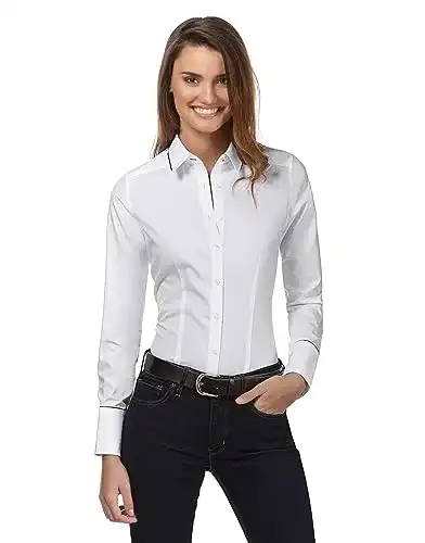 Bluse Vincenzo Boretti Damen leicht tailliert 100% Baumwolle