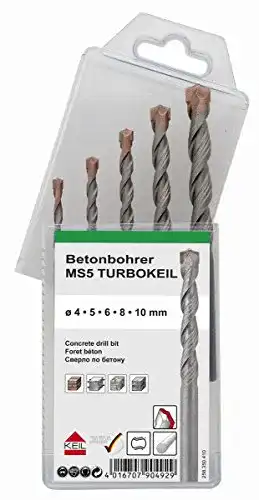Steinbohrer Keil Schlagbohrersortiment Betonbohrer TURBO, 5-teilig
