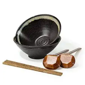 Ramen-Schüssel MM MELISEN 2 Stück mit Löffel und Essstäbchen