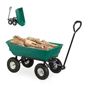 Gartenwagen Relaxdays, grün Kippwagen, mit Kippfunktion